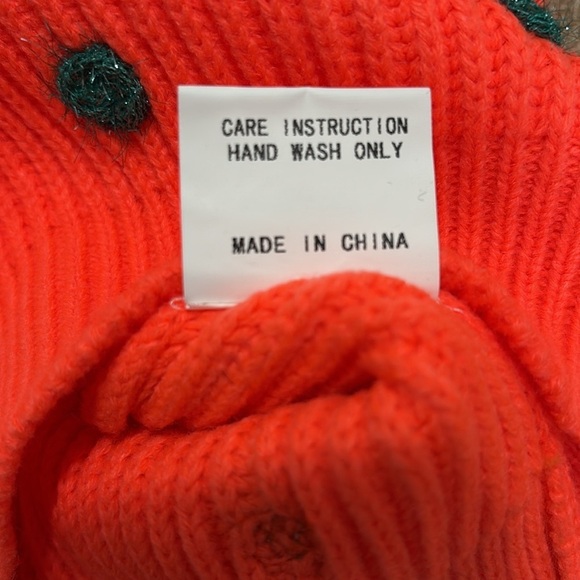 New QUEEN OF SPARKLES Neon Orange Polka Dot Sleeveless Sweater Size Small - Picture 7 of 8